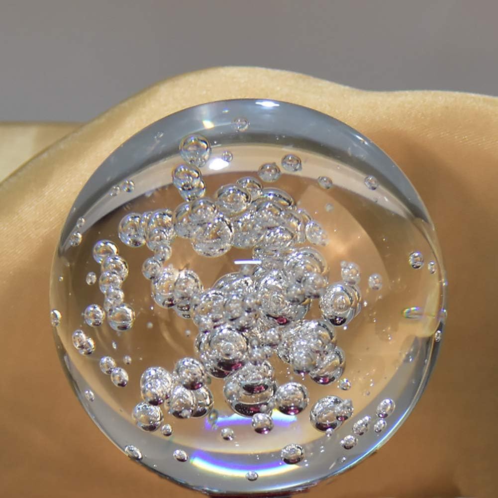 ChezMax Crystal 3 inch (80mm) Bubble Crystal Ball Paperweight Gorgeous Glass Ball for Decorative