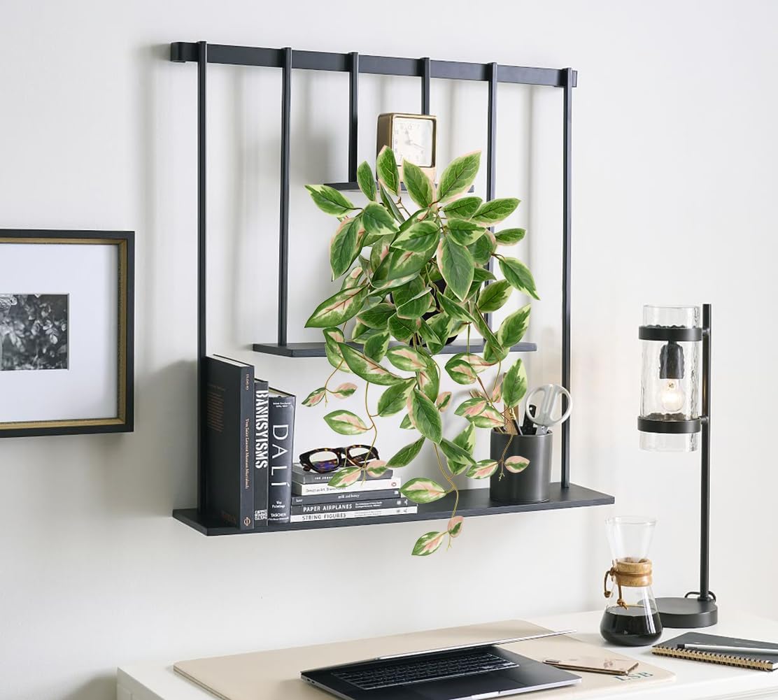 DILATATA Fake Plants Artificial Potted Plants 20 Inch Faux Peperomia Ivy Vine Plant Hanging Plant