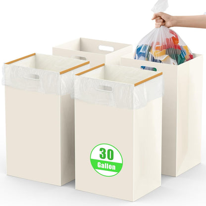 30 Gallon Disposable Trash Cans with Built-in Handles, 4 Pack Extra Large Portable Trash Can