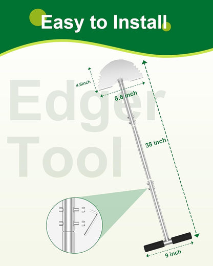 Serrated Edger Lawn Tool - Half Moon Shovel with Softer T-Handle, Lawn Edger for Yard, Garden