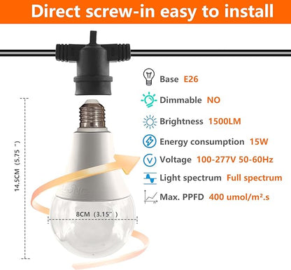 Grow Light Bulbs LED Growth Bulb A25 Full Spectrum String Plant Light Houseplant Growting Lamp