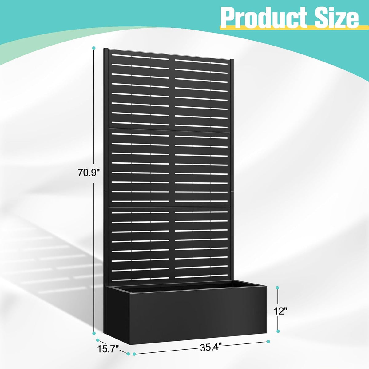 71"x35"x16" Metal Planter Box with Trellis Raised Garden Bed with Trellis, Trellis with Planter Box