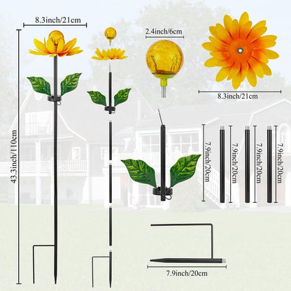Solar Flowers Wind Spinners Outdoor,Sunflower Windmill for Yard Art Decor Lights Wind Pinwheels