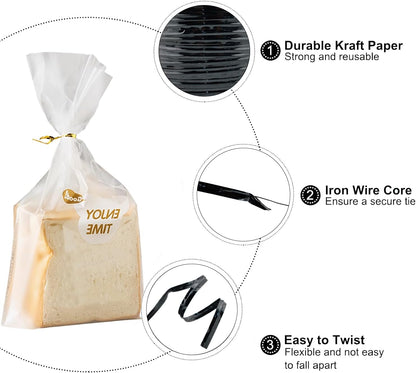 HAHIYO 100Yards/300Feet/91M Black Metal Twist Ties Bread Candy Coffee Bag Ties Plant Garden Twist