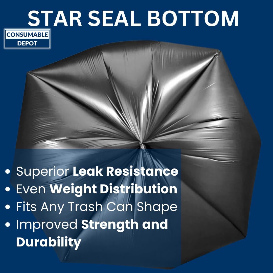 55 Gal Trash Bags | 150 Count | 36" X 60" Black Extra-Large Garbage Bags for Big Jobs