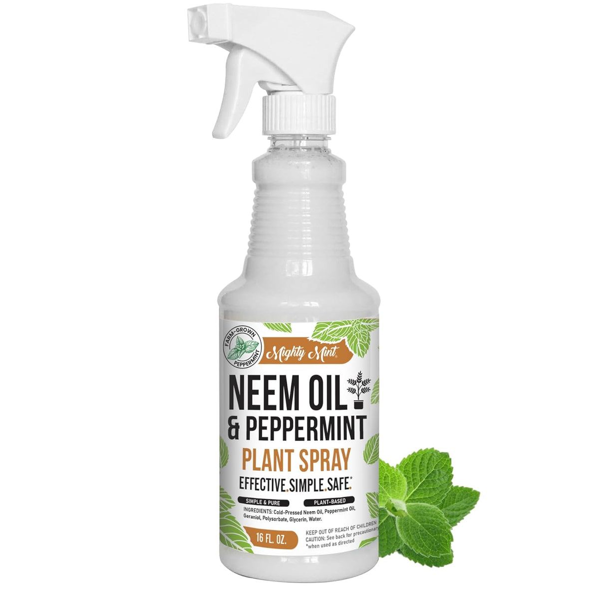 Mighty Mint Neem Oil & Peppermint Plant Nutrient Spray – Natural Leaf Shine for Indoor & Outdoor