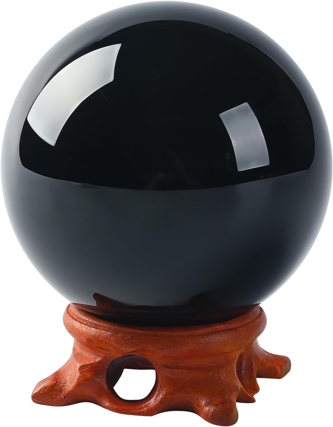Modaier Black Small Obsidian Crystal Ball 60mm/2.3 inch with Rose Wooden Stand and Gift Box for