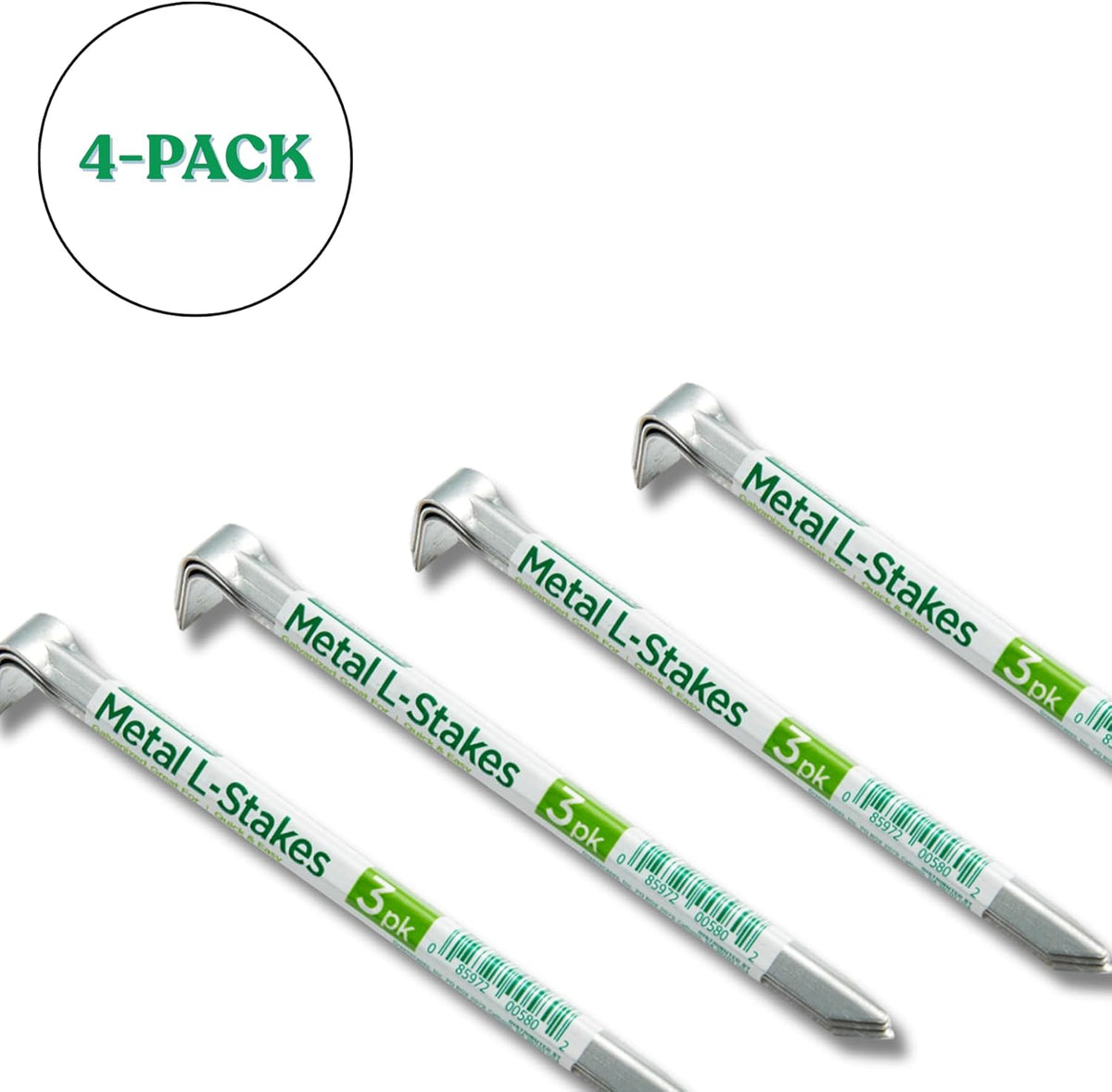 Greenscapes Metal L Stakes – 12-Pack (4 Bundles of 3) Heavy-Duty Garden Anchoring Stakes for