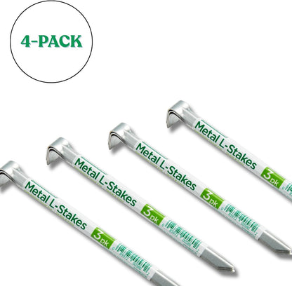 Greenscapes Metal L Stakes – 12-Pack (4 Bundles of 3) Heavy-Duty Garden Anchoring Stakes for