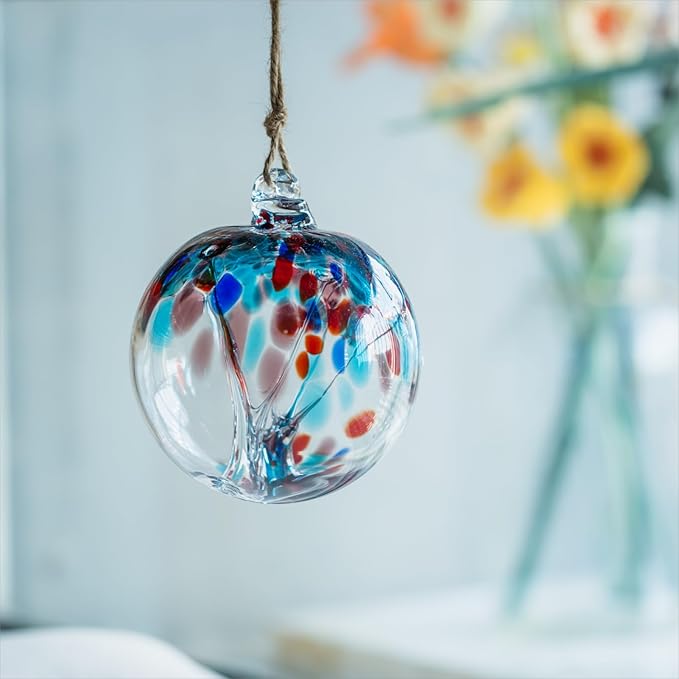 4” Tree of Life Witch Balls, Gazing Balls Hanging Friendship Balls, Hand-Blown Glass Christmas