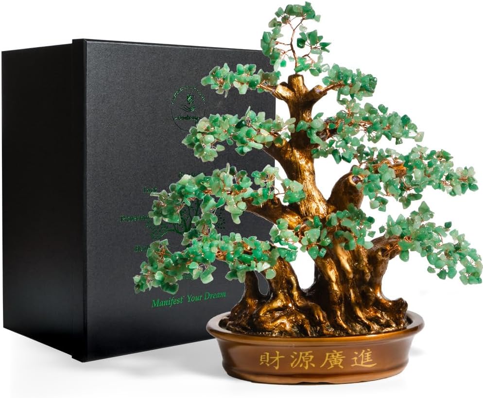 Natural Aventurine (1,300 Gemstone Count) Chakra Crystal Tree with Healing Properties - Home &