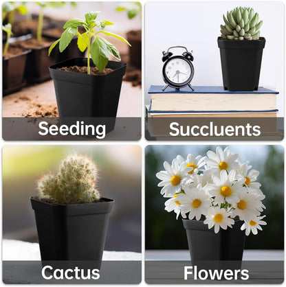80 Pcs Nursery Pots 4 Inch, Plastic Seed Starting Pot with Drainage Holes, Sturdy Seedling pots for