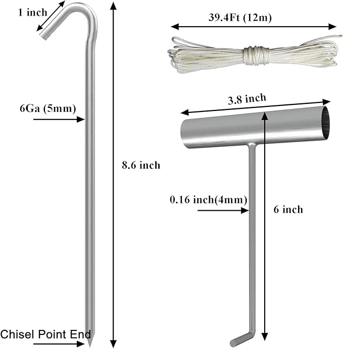 AAGUT Tent Stakes Heavy Duty Metal 9 Inch, 50 Pack Rust-Resistant Galvanized Steel Camping Stake