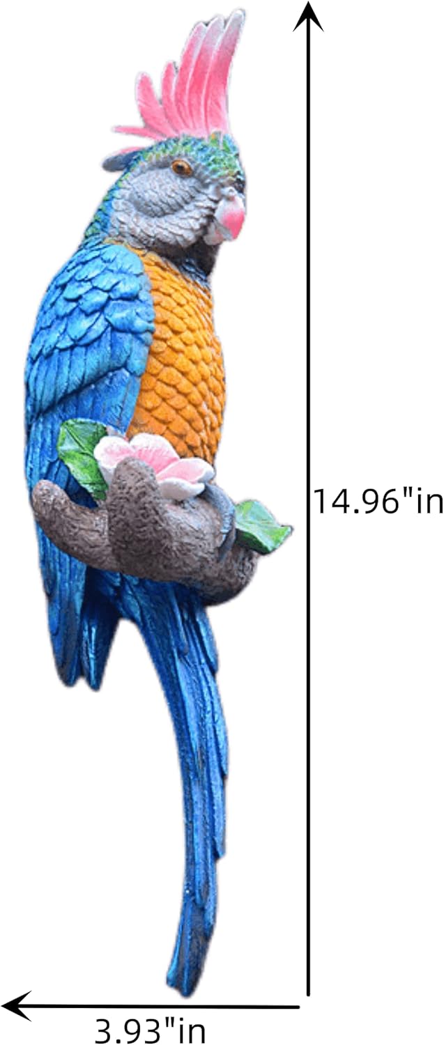 Coolboy Parrot Figurine, Outdoor Resin Bird Decoration, Flapping Macaw Bird Tropical Decor Wall