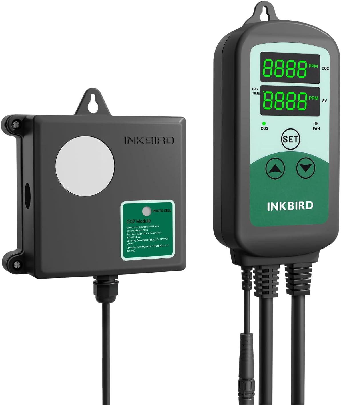 Inkbird ICC-510 CO2 Controller CO2 Meter Dual Plug Carbon Dioxide Controller Fit with CO2 Regulator