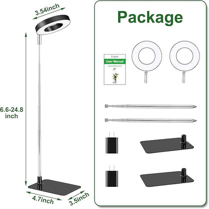 48 LEDs Full Spectrum Grow Lights for Indoor Plants, Height Adjustable, Small Black Halo Plant