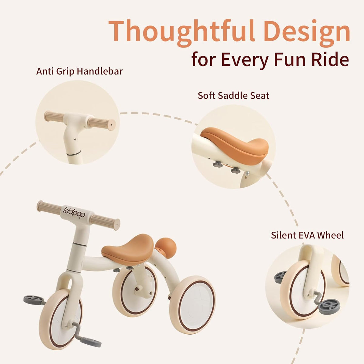 4-in-1 Toddler Tricycle with Adjustable Push Handle for 1-4 Year Old,Birthday Gift and Toy for Boys