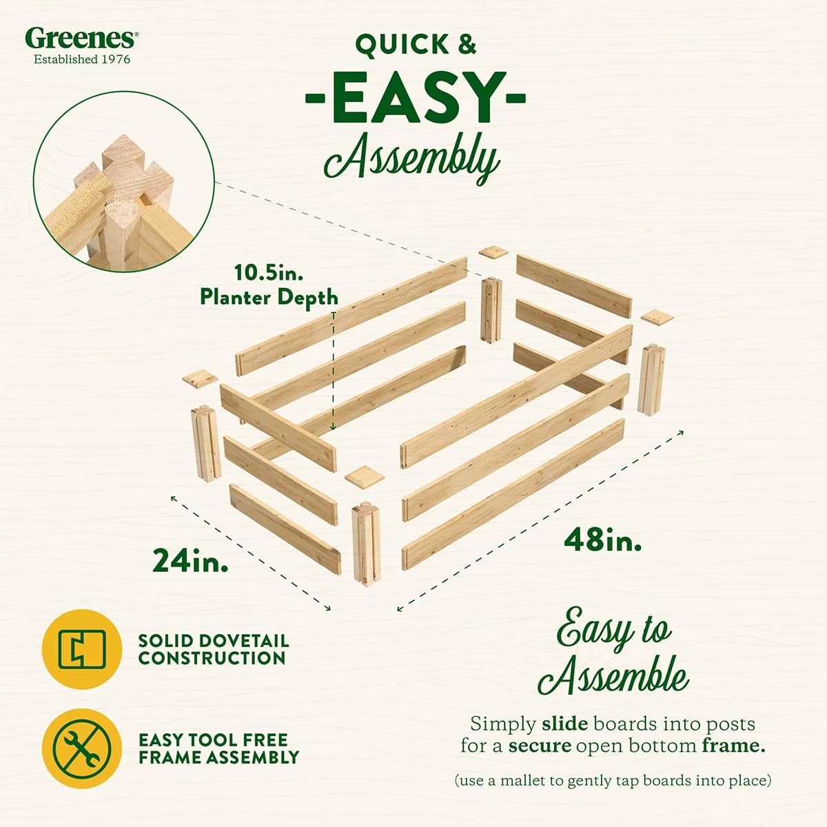 Greenes Fence Original Cedar Raised Garden Bed, 2' x 4' x 10.5" (3-Pack) - Made in USA with North