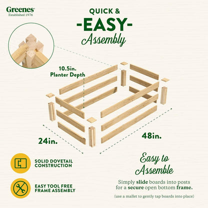 Greenes Fence Original Cedar Raised Garden Bed, 2' x 4' x 10.5" (3-Pack) - Made in USA with North