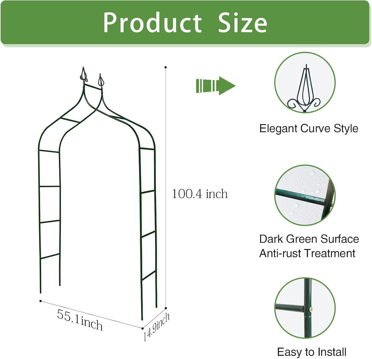 8.3 Ft H x 4.6 Ft W Metal Pergola Arbor for Various Climbing Plant Wedding Garden Arch Bridal Party