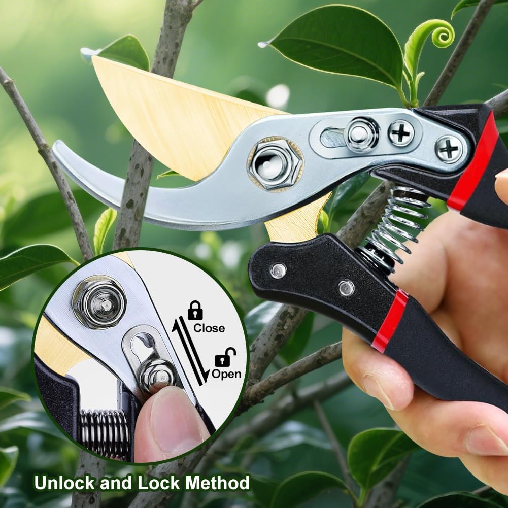 Garden Shears, Handheld Pruning Shears for Heavy Duty, Ergonomic Gardening Tools for Pruning