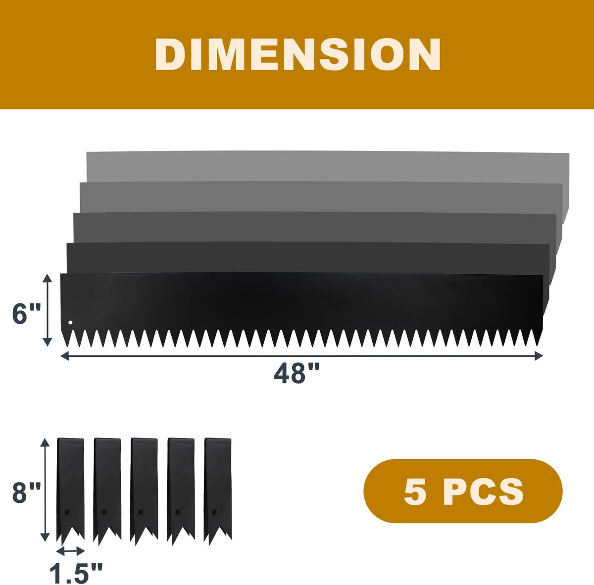 5Pcs - 48'' L x 6'' H Steel Landscape Edging Edging for Landscaping Hammer in Metal Landscape