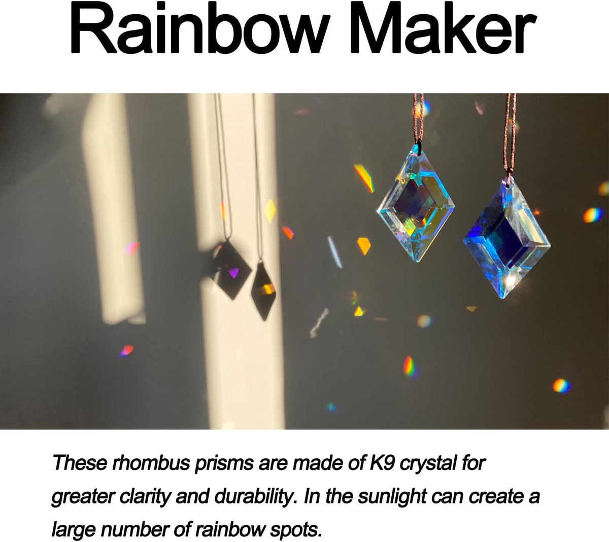 2PCS Simple Geometry Crystal Sun Catcher Prisms, STINO Hanging Suncatchers with Glass Prism