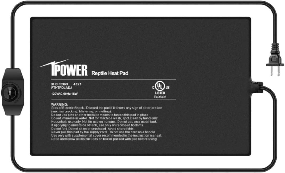 iPower 8 by 12-Inch 16 Watts Reptile Heating Mat with Temperature Controller Under Tank Warmer