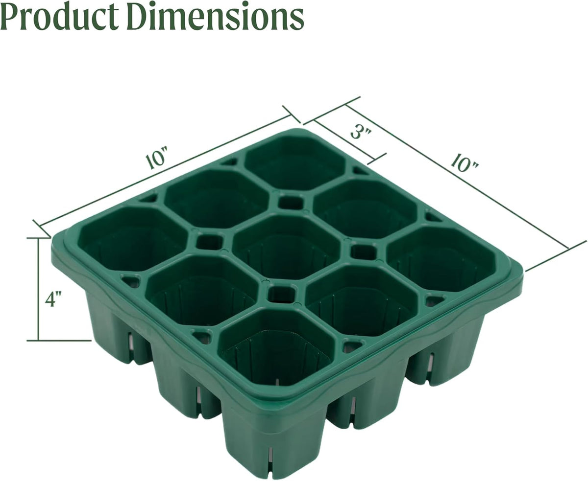 Vego garden Giga Seedling Trays - 8 Pack, 9-Cell UV-Resistant Reusable Starter Trays for