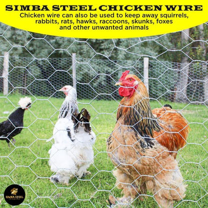 Chicken Wire 24 in x 150 FT x 2” Mesh x 20GA | Poultry Wire Netting | Hot Dipped Galvanised |