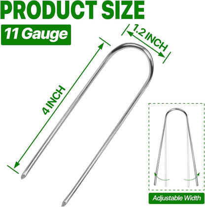 U Shape Garden Stakes 90 Packs 4 Inch 11 Gauge Irrigation Tubing Stakes, Heavy Duty Galvanized