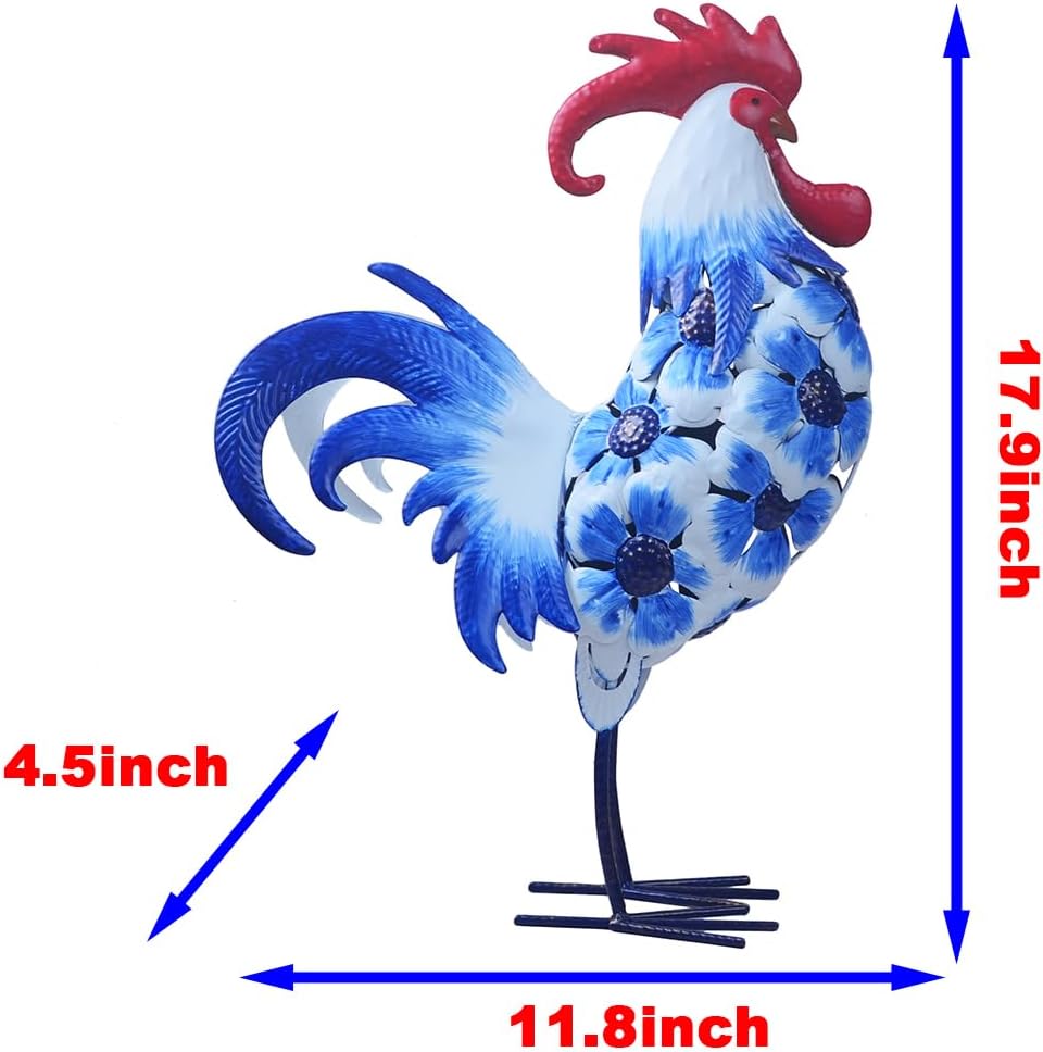 Rooster Statue Chicken Animal Sculpture Garden Decoration Metal Yard Art for Patio Lawn Backyard