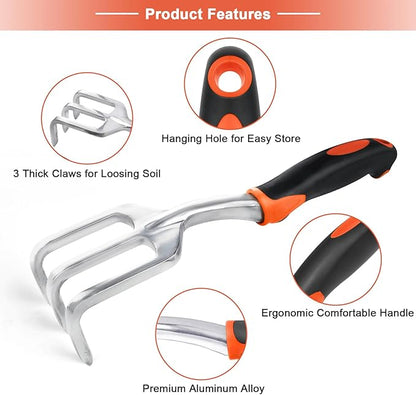 Garden Tool Set, 2 Pack Heavy Duty Gardening Tools Set Include Garden Shovel and Hand Rake Claw