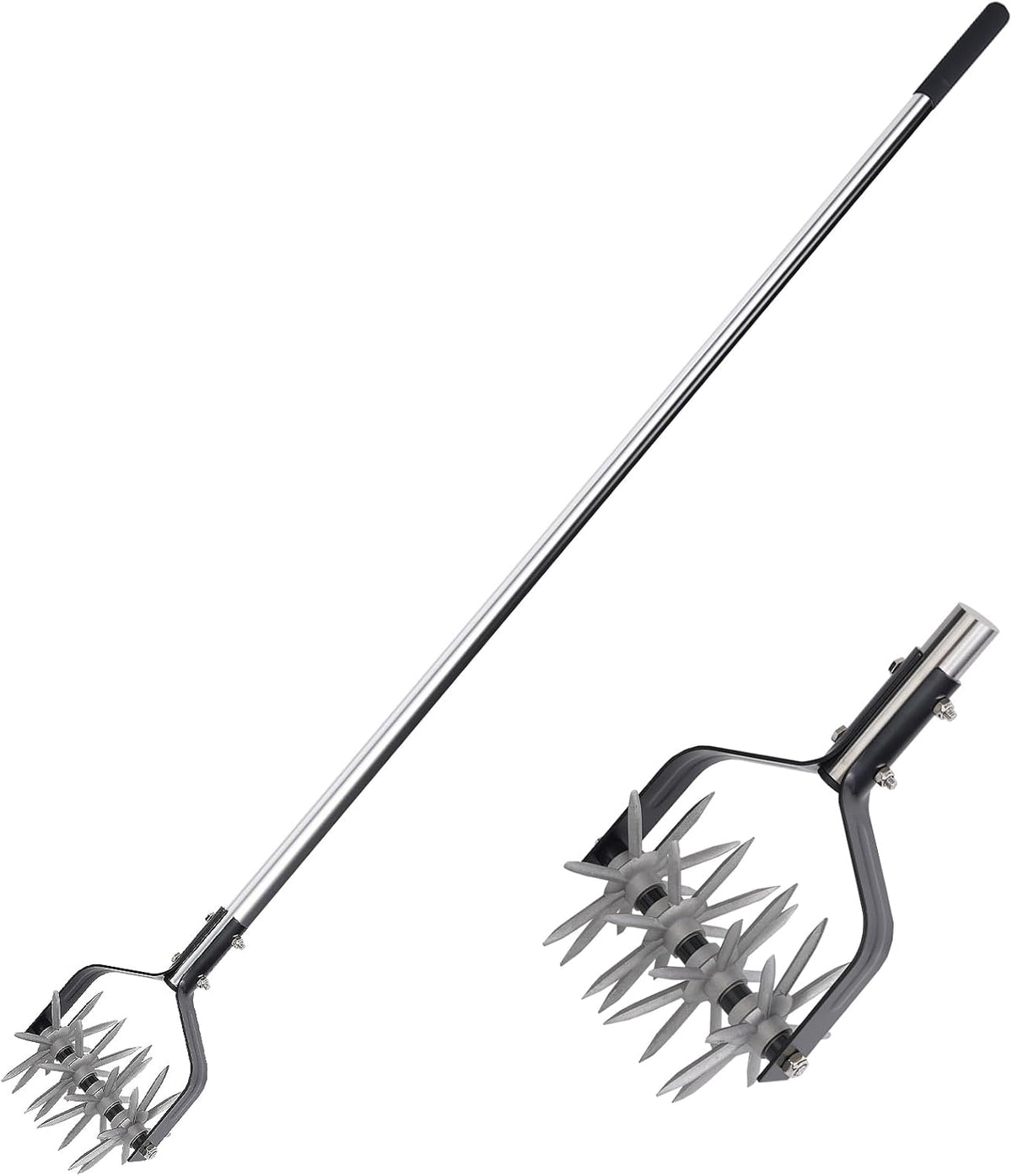 Rotary Garden Tool, Adjustable Hand Tiller, Long Handle Cultivator for Aerating, Weeding, Planting