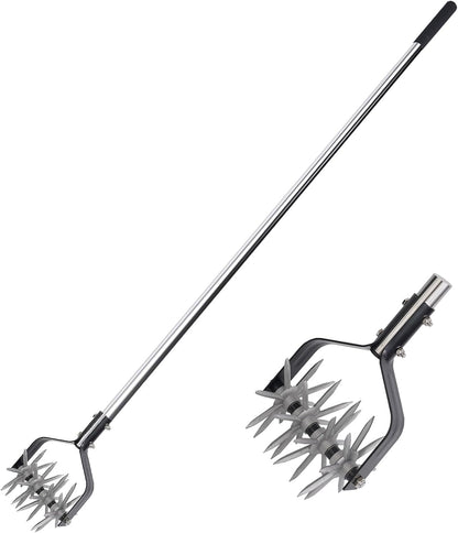 Rotary Garden Tool, Adjustable Hand Tiller, Long Handle Cultivator for Aerating, Weeding, Planting