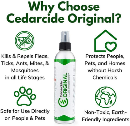 Cedarcide Original Bug Spray | Repel & Kill Fleas, Ticks, Mosquitoes, Mites, Ants & Chiggers | for