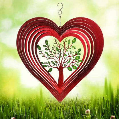ISEO Heart Wind Spinner for Yard and Garden, Hanging Outdoor Decor, Yard Art, Porch and Patio