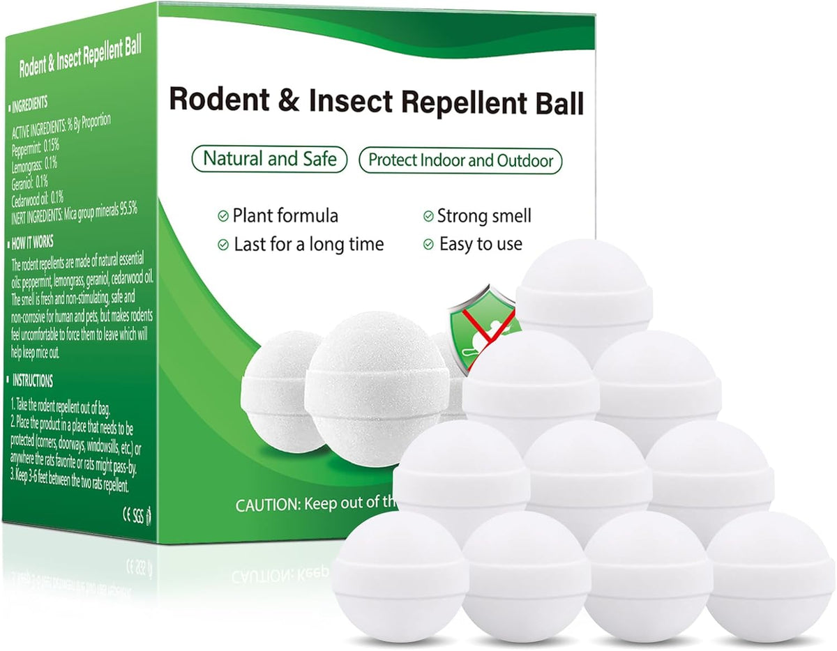Mouse and Mice Repellent Indoor Outdoor, 10 Packs Moth Balls, Peppermint Balls for Rodent
