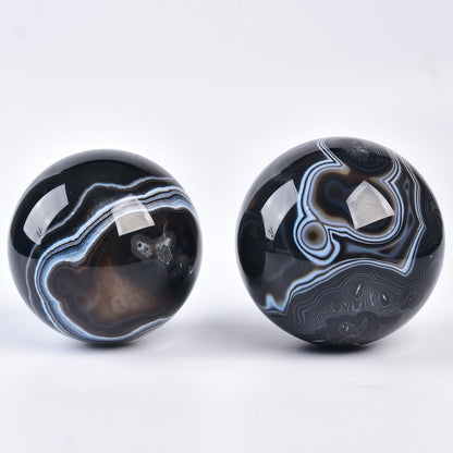 JIC Gem 2.7-3.1 inch(70-80mm) Large Black Onyx Agate Crystal Ball Round Healing Crystals Decorative