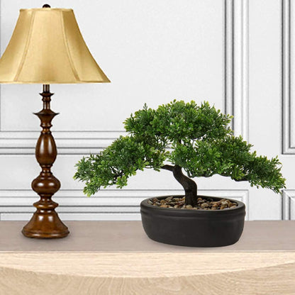 Artificial Bonsai Tree Juniper Faux Plants Indoor Small Fake Plants Decor with Ceramic Pots for