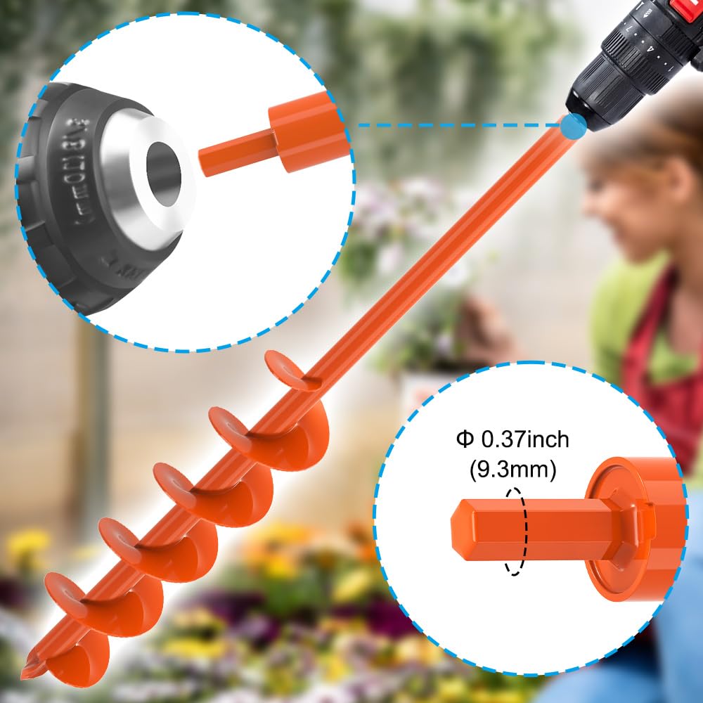 Dolibest 4 x32 Auger Drill Bit for Planting, Steel Garden Auger for Post Hole Digger, Bulb Planter