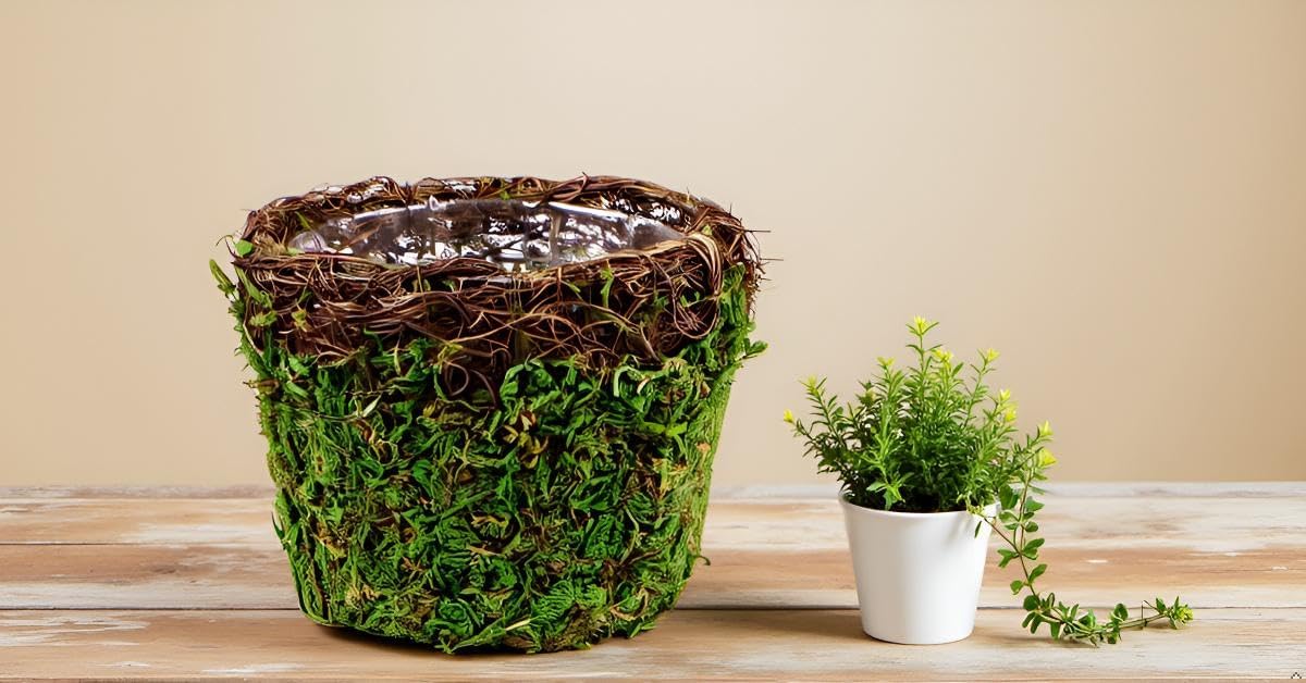 SuperMoss (55152 Vineyard Decorative Moss Basket Ideal for Home Decor, Office Decor, and Indoor