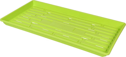 SUNPACK 10" x 20" Heavy Duty Shallow Plastic Seed Starting Tray, Lime Green, 1" (Pack of 10)