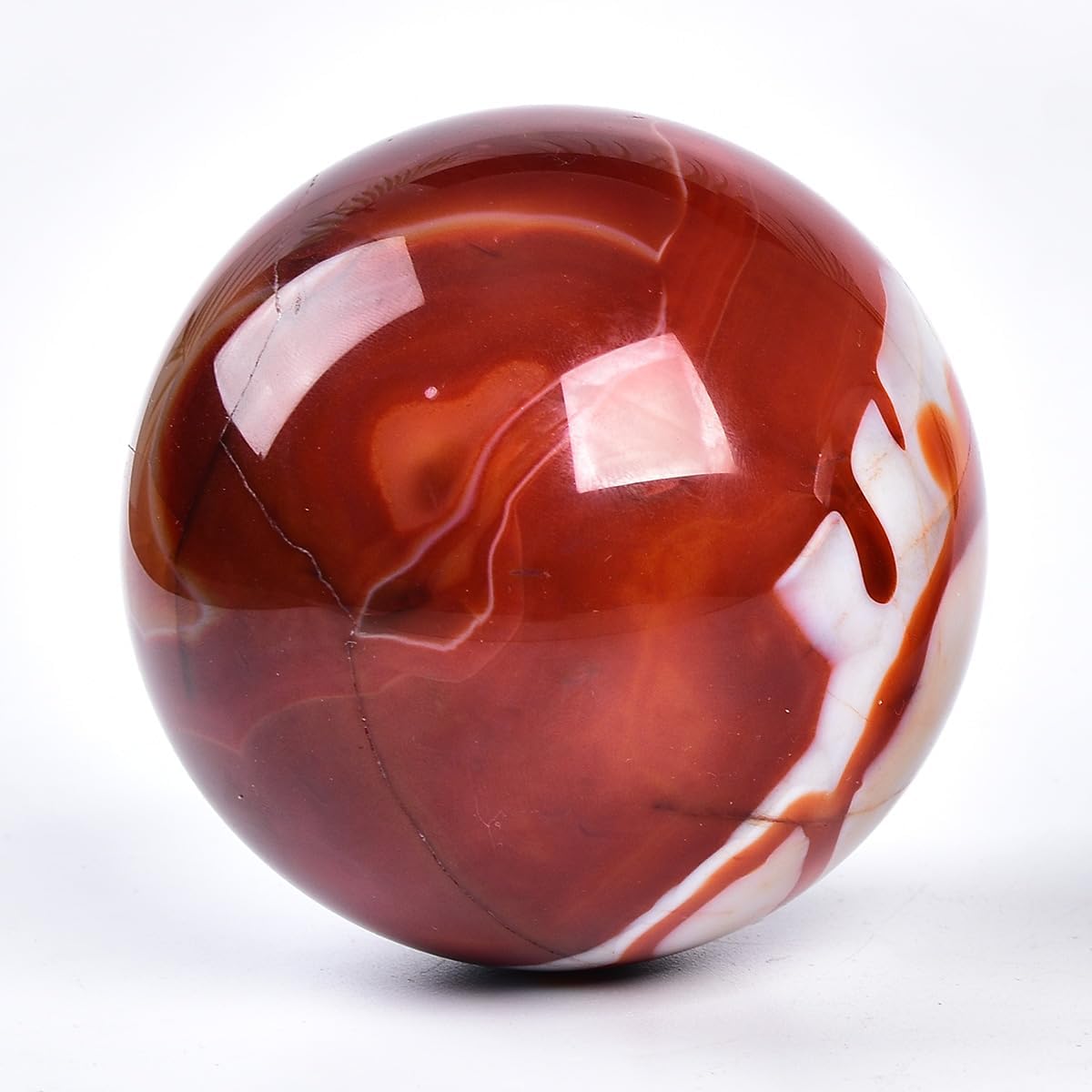 JIC Gem Large Red Agate Crystal Ball 4 inch(100mm) Round Healing Crystals Decorative Sphere with