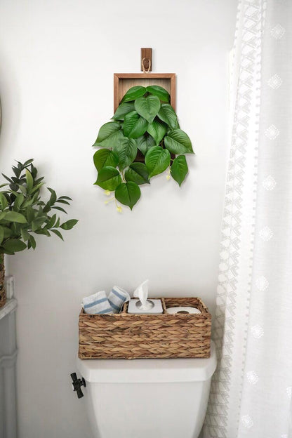 DILATATA Artificial Hanging Plants with Wooden Frame 2 Pack Faux Pothos Leaves Hanging Vine