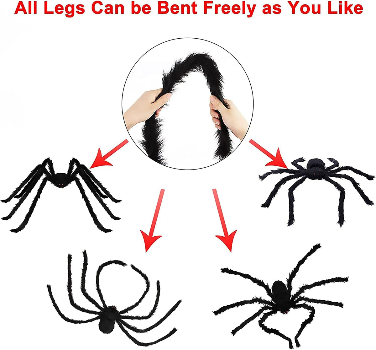 98IN/8.2FT/250CM Halloween Giant Spider Decorations: Largest Fake Scary Hairy Spider - Halloween
