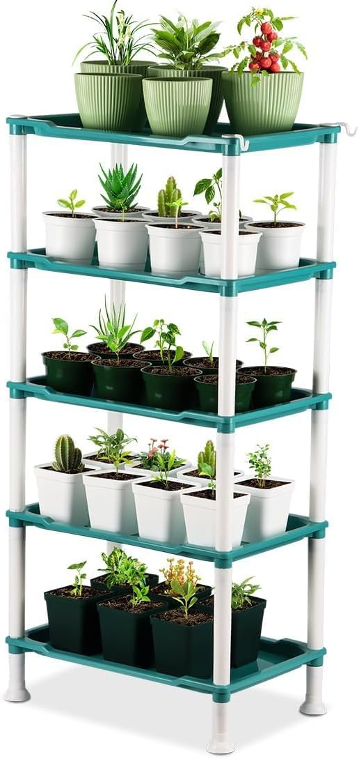 5-Tier Seed Stand with 5 Trays, Seed Starting Rack Propagation Rack Kit for Stackable Seedling Tray