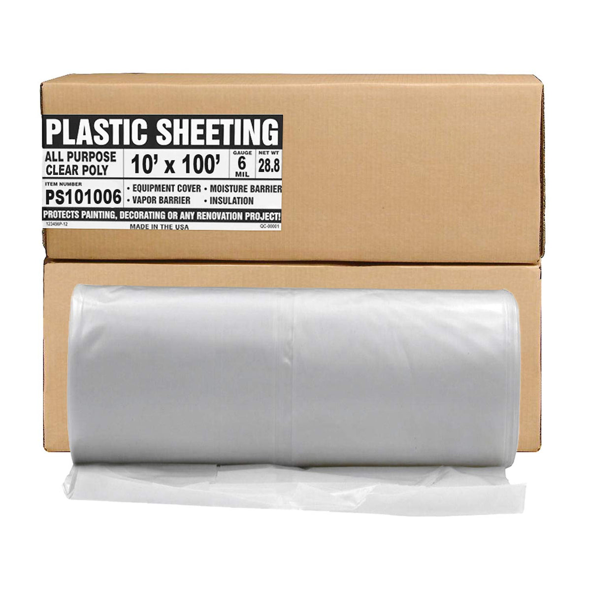 Aluf Plastics Plastic Sheeting - 10' x 100', 6 MIL Heavy Duty Gauge - Clear Vapor and Moisture