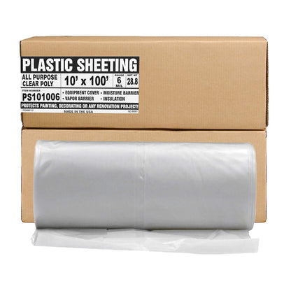 Aluf Plastics Plastic Sheeting - 10' x 100', 6 MIL Heavy Duty Gauge - Clear Vapor and Moisture