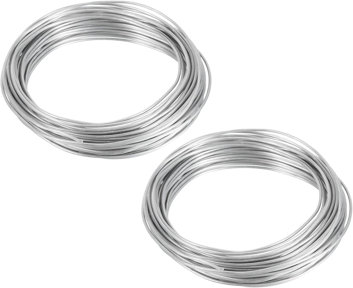 PATIKIL 1.5mm Bonsai Training Wire, 2 Rolls Floral Wire Stems Anodized Aluminum Tree Wire 65.6 Feet